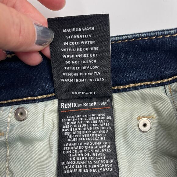 New ROCK REVIVAL REMIX Slim Jeans Size 26 Cuffed Distressed Straight Leg - Picture 3 of 8